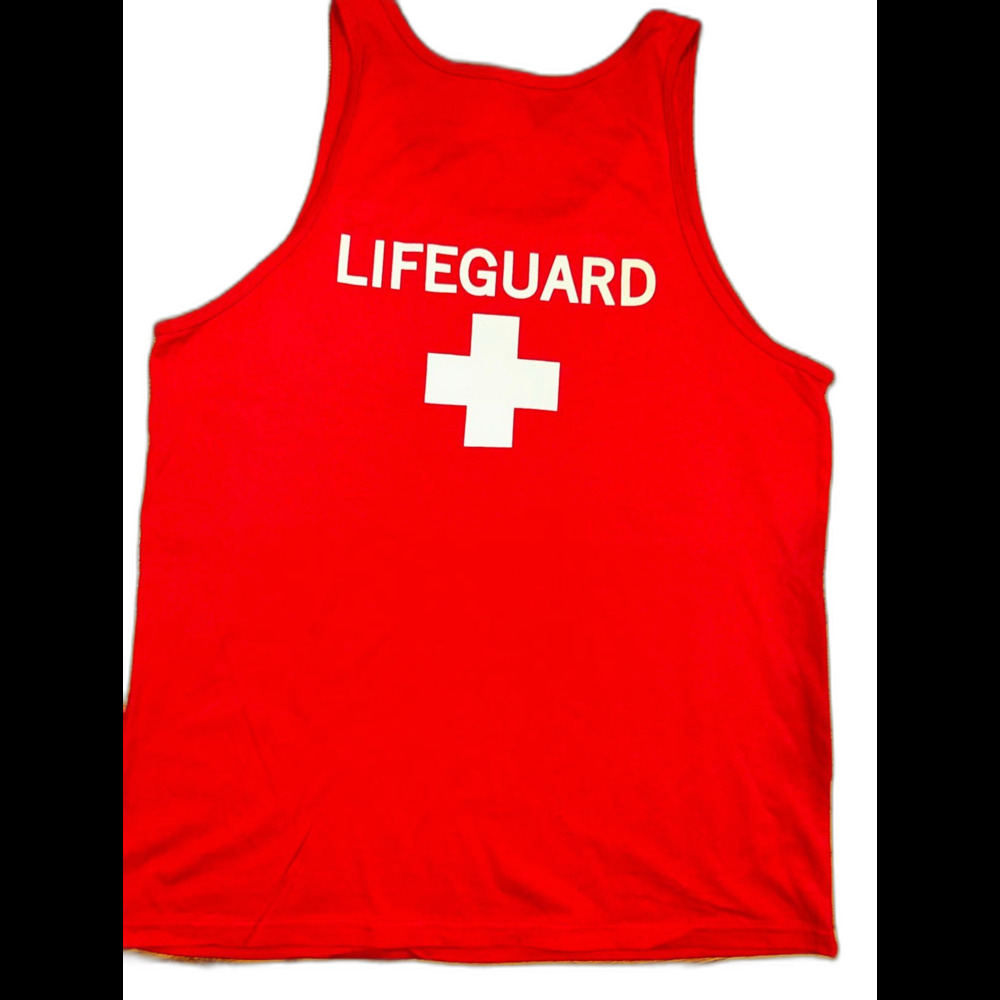Red Lifeguard tank top Michigan Student Life Large 100% Cotton